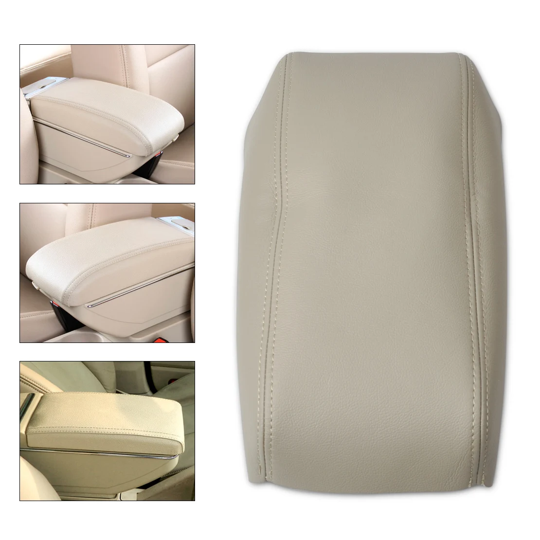 

DWCX Beige Leather Front Console Lid Armrest Cover Waterproof Perfection for Honda Accord 1998 1999 2000 2001 2002 DIY
