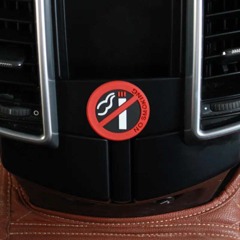 

5*5cm Car Stickers NO SMOKING Sign Tips Warning Logo Stickers Taxi Door Decal Badge Glue Universal Rubber Car Styling