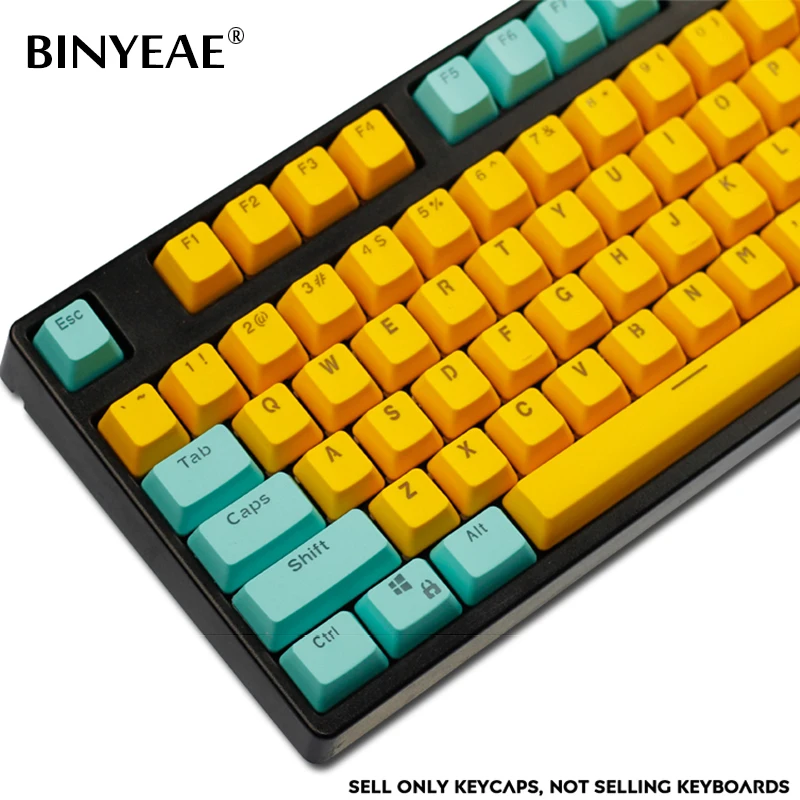 Yellow color 37 Keycaps with Gray text on top for Cherry MX Series keyboard 