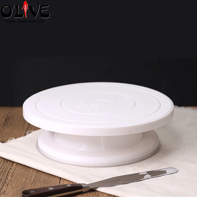  28 CM Plastic Cake Decorating Table Anti-skid Cake Turntable Rotating Cake Stand Decoration Swivel 