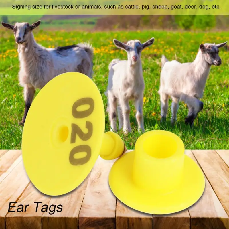 100Pcs Orange Goat Sheep Pig Cattle Beef Plastic Livestock Ear Tag Number Tags