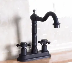 Double Handles Black Color Oil Rubbed Bronze Swivel Spout Kitchen Bar Sink Bathroom Two Holes Basin Faucet Mixer Tap anf148