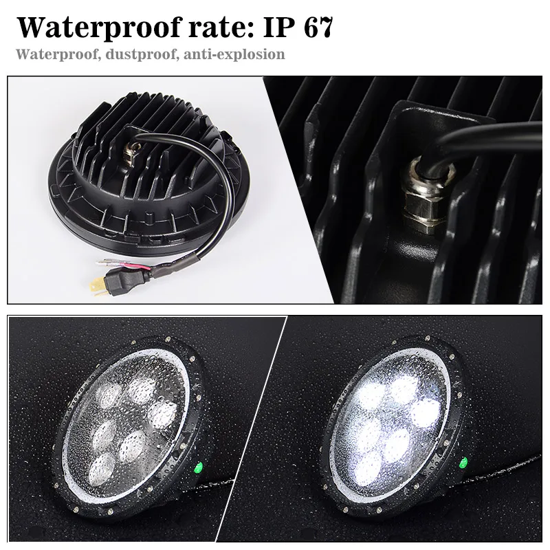RACBOX 1 шт. 7 &quot60 Вт с светодиодный чипы фары проектора для Jeep Wrangler JK/TJ/LJ /CJ Hummer 6000LM Off