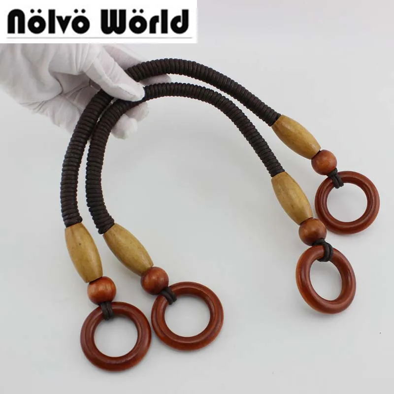 5 Pairs=10 pieces,47cm or 57cm Wood Bead Rope Bag Strap Handle Shoulder