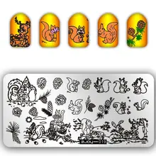 New Arrival Squirrel and Pine nuts Pattern Nail Art Stamping Stamp Template Plates Beauty Stencil Tools For Stamping ZJOY-019
