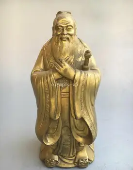 

8'' Brass copper carved chinese famous educator philosopher Confucius statue