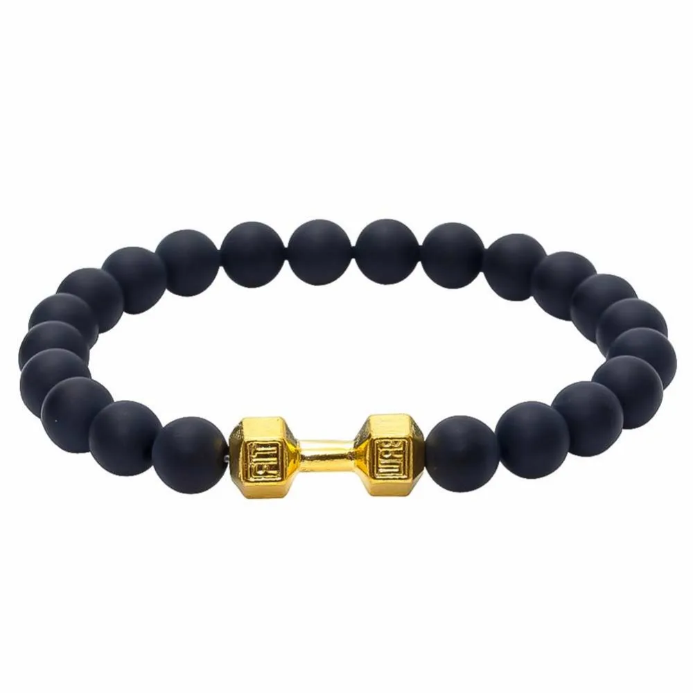 Браслет для мужчин с ониксом 2018 Bracciali Pulseras штанга ювелирных изделий 8 мм Черное