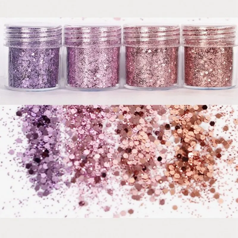 

1Box 10ml Purple Color Mix Nail Glitter Powder 1mm Sequins 4 Colors Tips Dust Powder For Body Eyeshadow Nail Art Decoration 2018