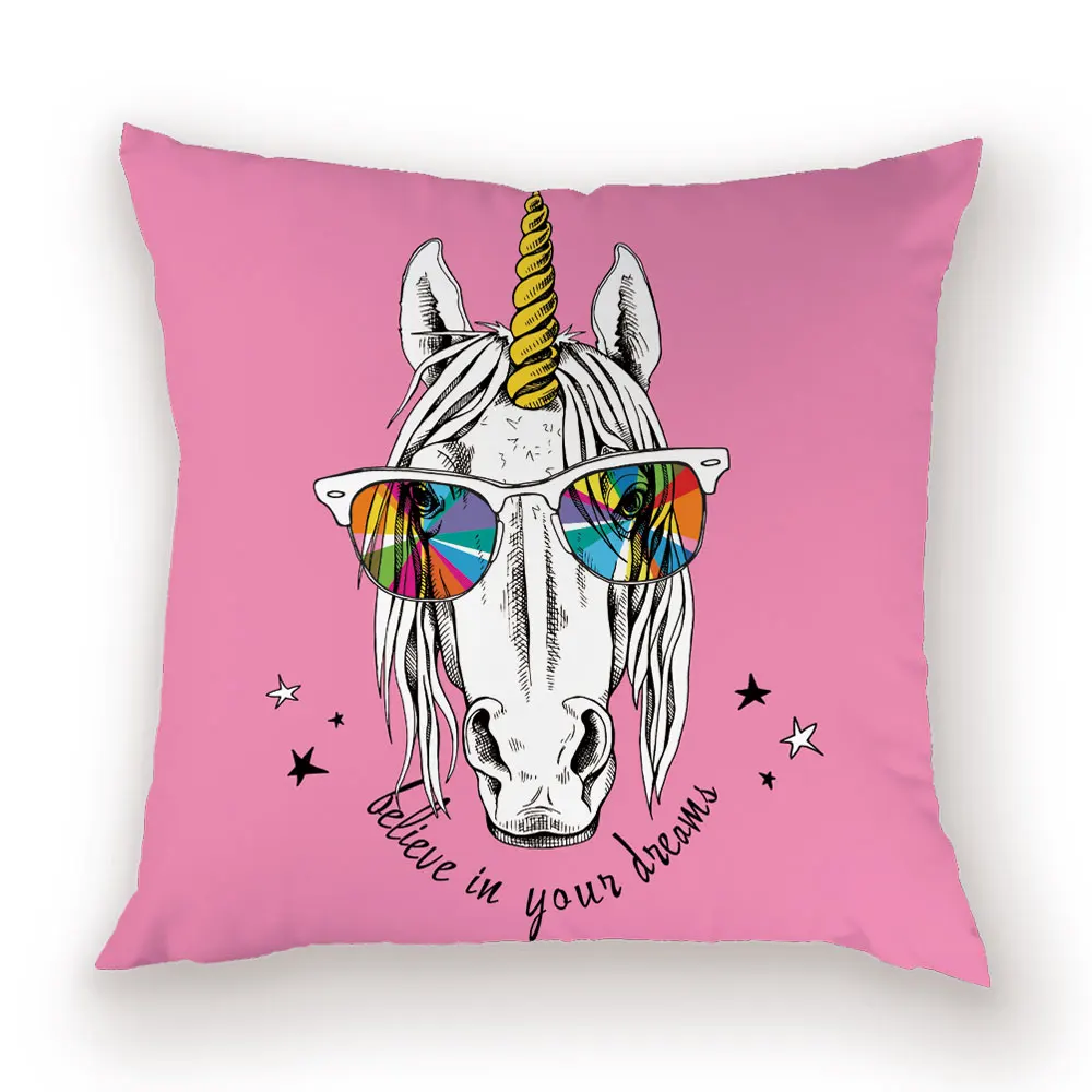 Мультяшный Единорог, наволочка для подушки с милыми животными, чехол для подушки, домашний декор, декор "лошадь", подушки для дивана, полиэфирные Чехлы, подушки - Color: L1519-2