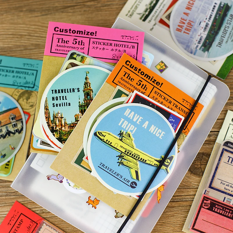 Japan Vintage Stamp Stickers Retro Stamps Custom Label Handmade Sticker For Midori Travelers Notebook Diary Stationery Stickers