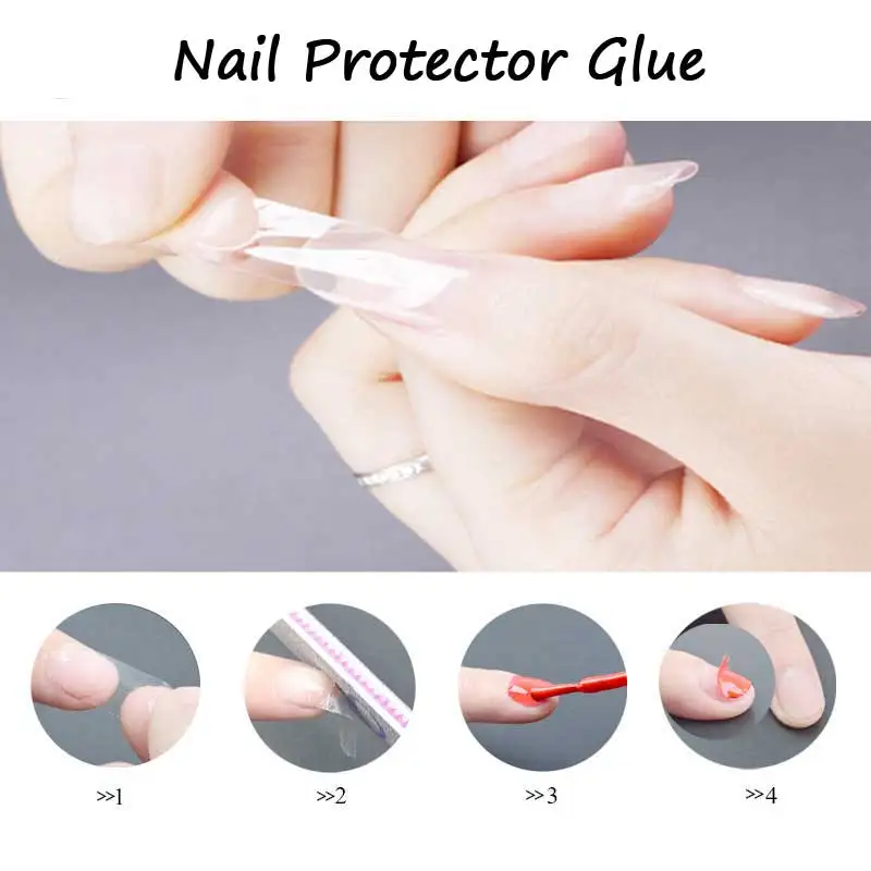 1pcs New Environmental font b Nail b font Guard Glue Full Cover Transparent Protector Sticker Easy