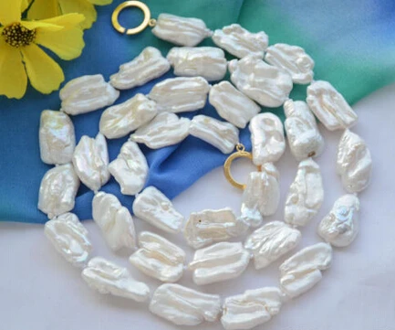 

FREE SHIPPING>>>@@ > N1633 white BAROQUE KESHI dens REBORN PEARL NECKLACE 33inch