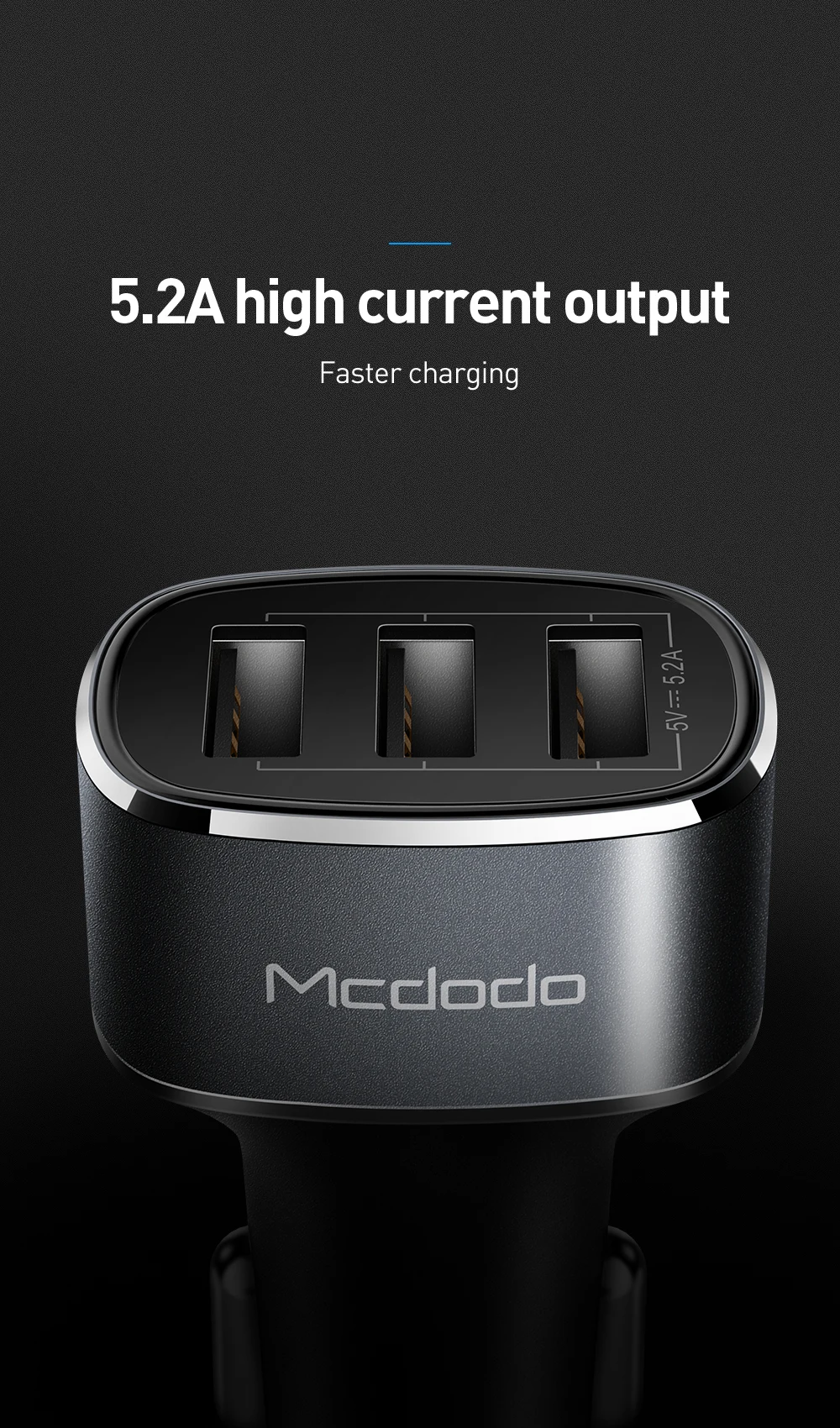 Mcdodo 3 usb порта USB Автомобильное зарядное устройство для универсального мобильного телефона 5.2A быстрое зарядное устройство для iPhone Xiaomi автомобильное зарядное устройство USB адаптер в автомобиль