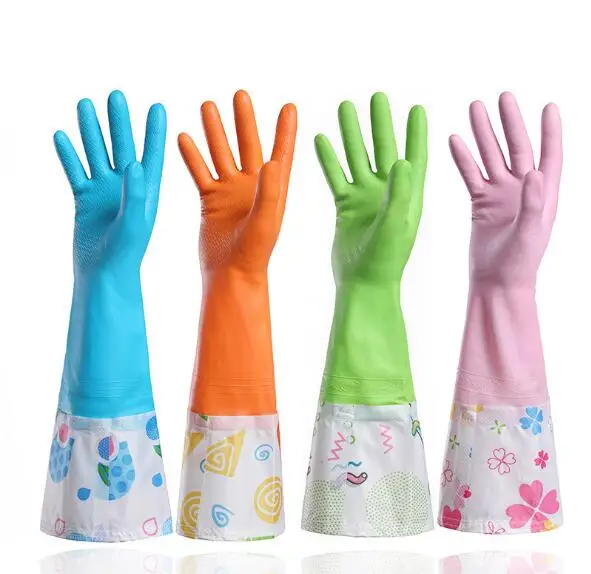 1PAIR Wash Dish Glove PVC with Flannelette Waterproof Household