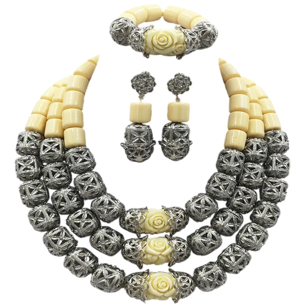Latest White Artificial Coral Necklace Nigerian Wedding African Beads