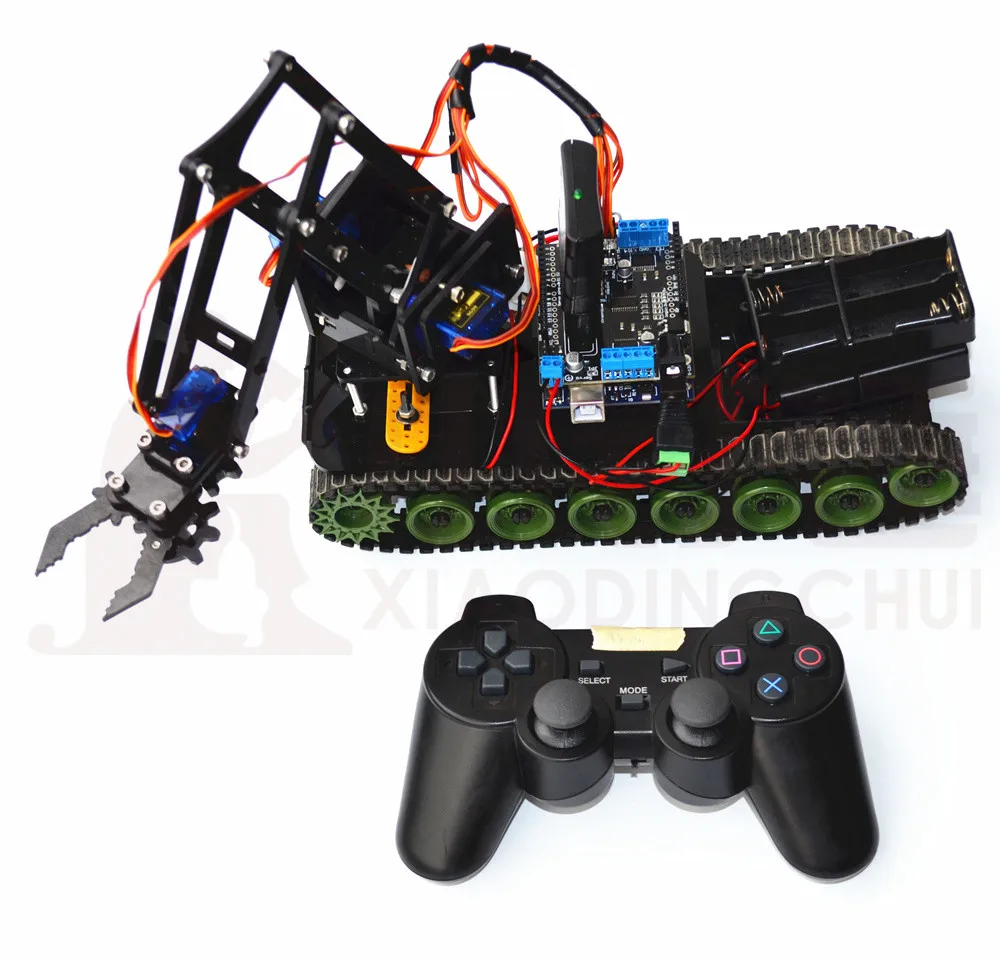 

Remote Robot Tank Robot Arm Fire Extinguishing Robot Arduino PS2 Mearm