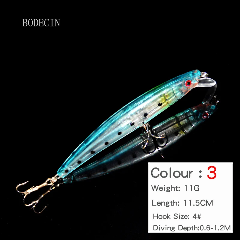 1PCS Wobbler Fishing Lures Minnow 11.5CM-11.2G 4#Bionic Plastic For Fish Artificial Hard Laser Bait With Hook Tackle Fake Baits (3)