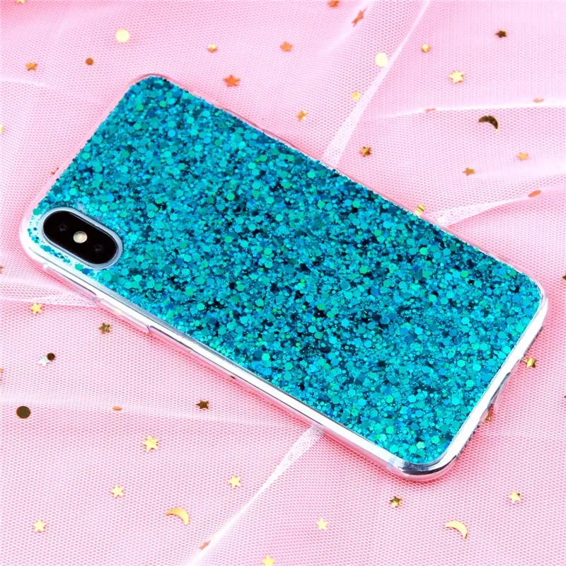 Luxury Glitter Epoxy Crystal Phone Case with Sequins Premium Soft Cover