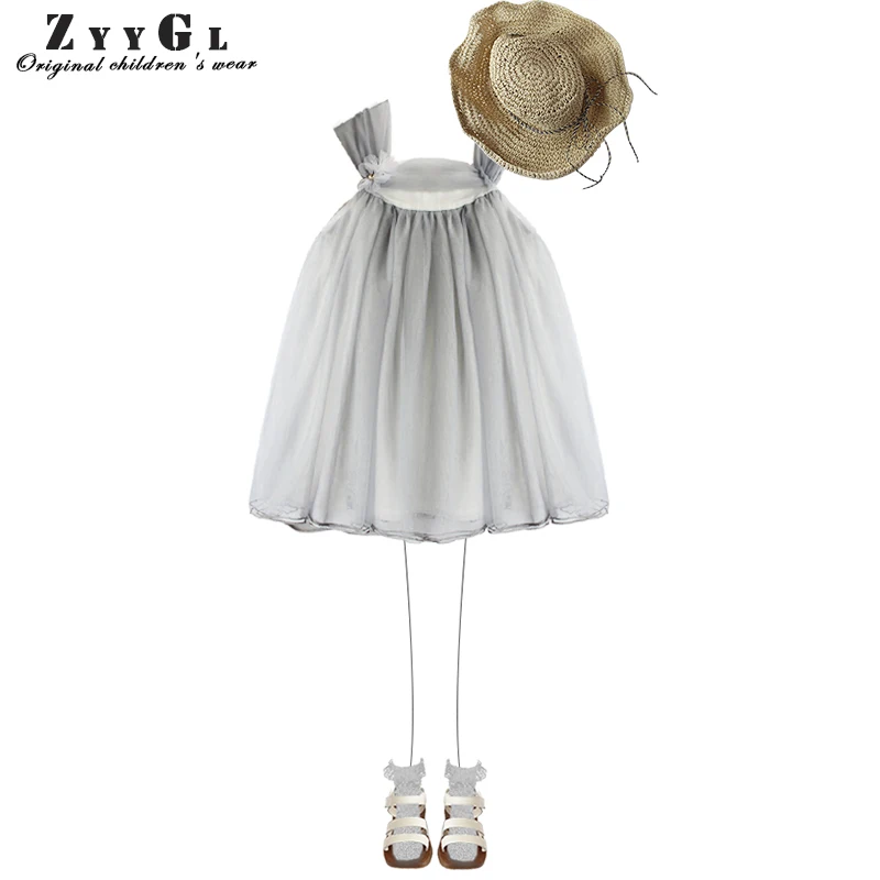 

ZYYGL Children clothing school style fashion lady gray girl dress Super fairy baby princess dress summer Princess dress for girl