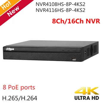 

English Dahua 4K 8CH NVR 16CH NVR Recorder H.265 8 PoE ports Max 80Mbps NVR4108HS-8P-4KS2 NVR4116HS-8P-4KS2 for IP cameras