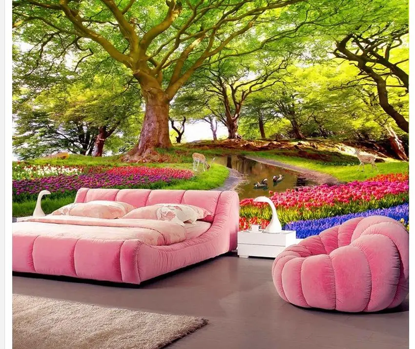 

3d customized wallpaper photo 3d wallpaper Wonderland flowers picturesque landscape painting bathroom 3d wallpaper