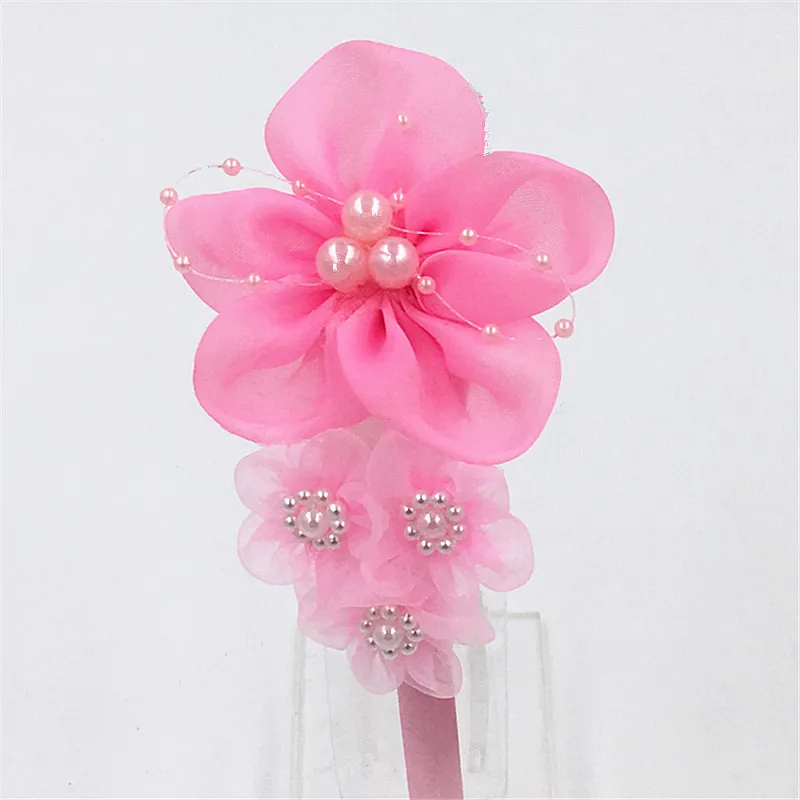 

2019 Cute Chiffon pearl flower Hair Band Kids Beautiful Hairband Scarf Headband Headwear Girls hair Accessories