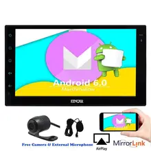 free camera+Android 6.0 Car Stereos in Dash two 2 din Autoradio Bluetooth GPS Navigation Headunit support WIFI OBD USB Stereo