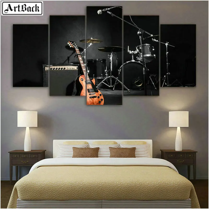 

Music icon 5 spell diamond painting guitar violin instrument full square drill 5d mosaic hand embroidery stickers 16 style