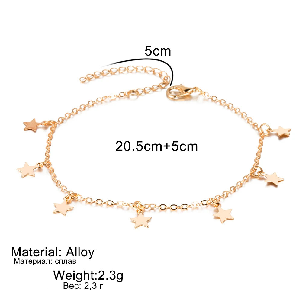 Star Pendant Anklet Female Anklets Barefoot Sandals Foot Chain silver anklet bracelet ankle chains cubic zirconia anklet beads anklet toe foot bracelet fashion accessories For Women Beach Jewelry