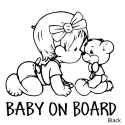 14*15 см ребенок на доске прекрасный медведь Автомобиль Стайлинг наклейки мультяшный винил автомобиля стикер черный/белый