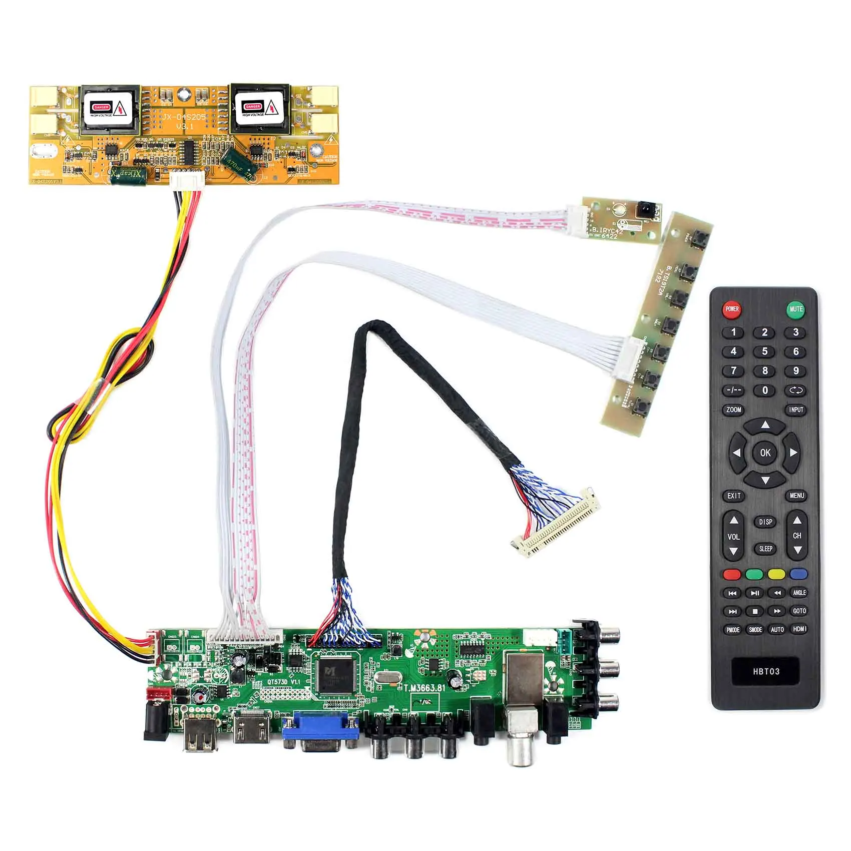 

HD MI VGA AV USB ATV DTV Controller Board work for 4 CCFL 30Pin LVDS Signal 1680x1050 panel: M201EW02 M220EW01 LTM220M1 LTM220M2