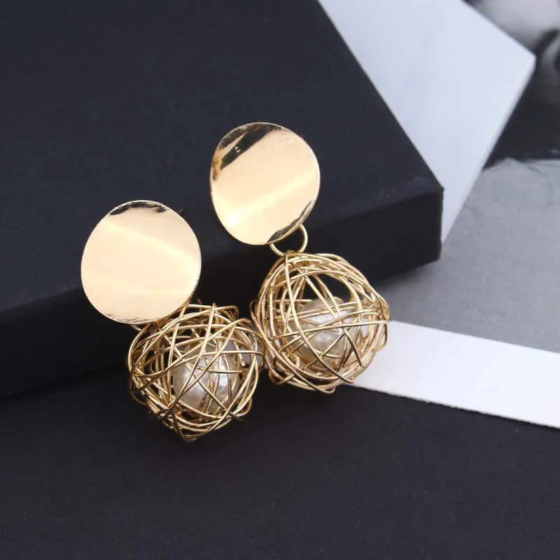 Модные Подвесные серьги металлические круглые геометрические серьги для женщин серьги висячие серьги в форме капли современные ювелирные изделия Пун - Окраска металла: E6106-Glossy