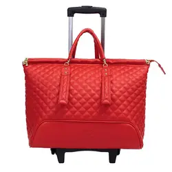 Женщина 16 дюймов дорожные сумки сумка тележка с Вращающийся Спиннер чемодан из искусственной кожи вести чемодан Дорожный Чехол cabin