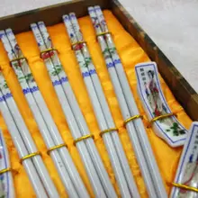 Wholesale1Set/5 пар Китайский Винтаж ручной работы фарфоровые палочки и Поддержка с подарочной коробке(на китайском языке ancent 4 красота и картины