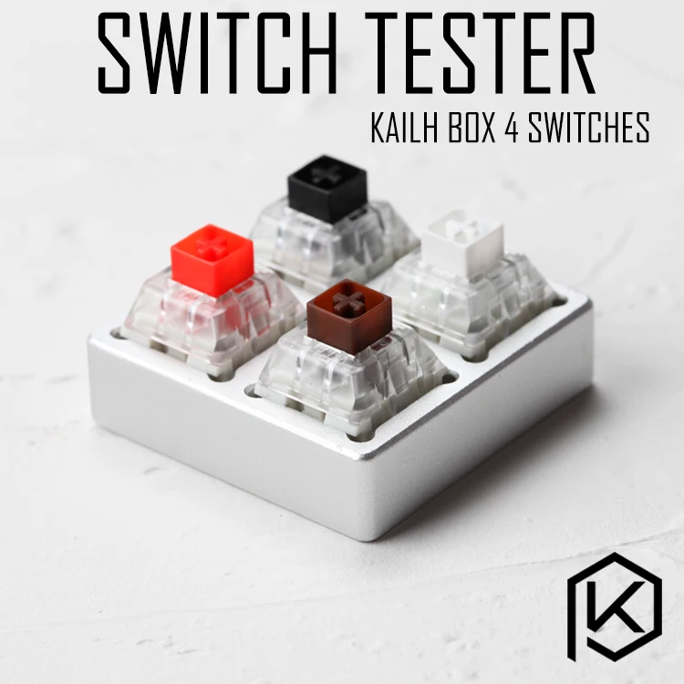 Алюминиевый тестер переключателей 2X2 серебристый для kailh box черный красный