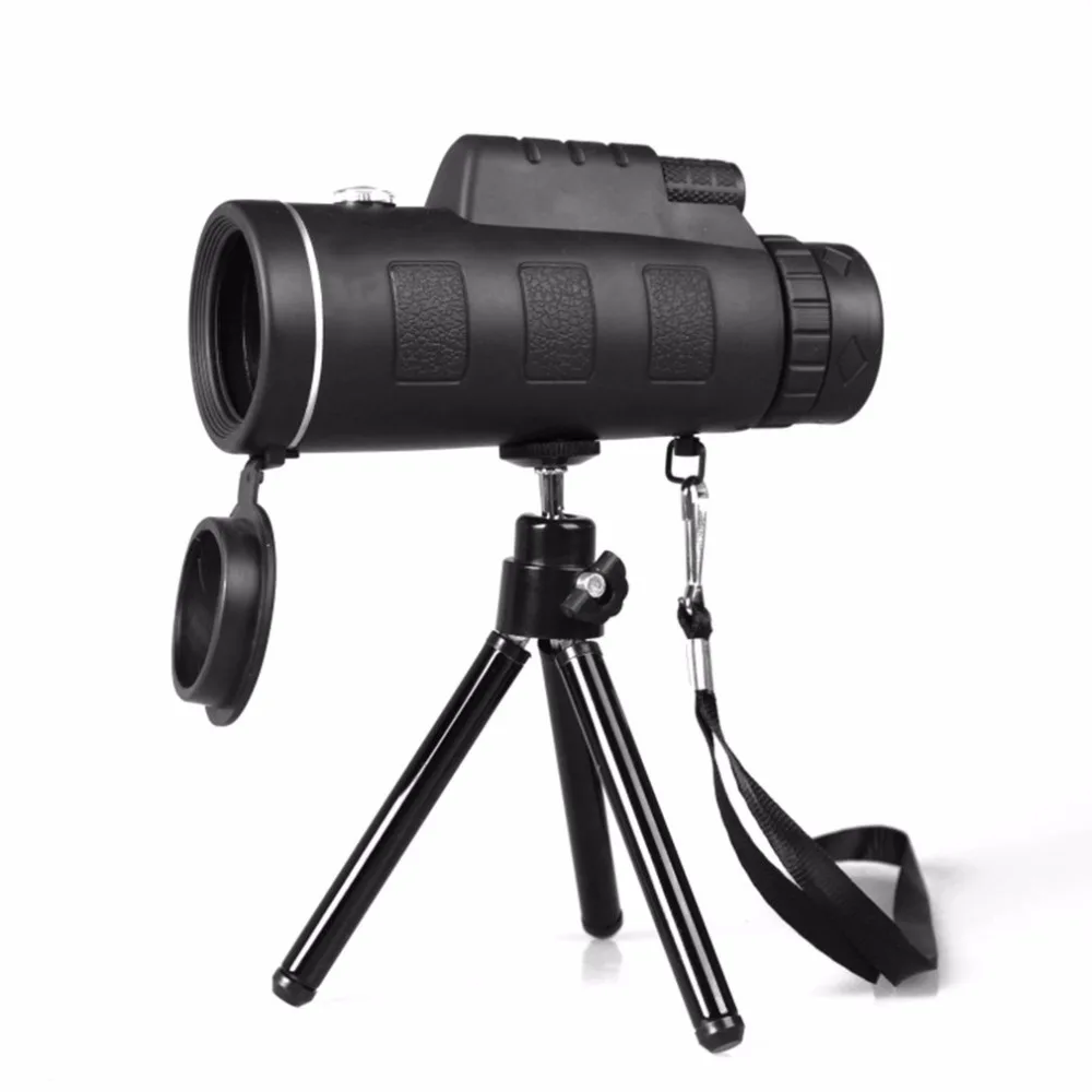 40X60 Monocular Telescope Wide Angle HD Night Vision Prism Scope With Compass Phone Clip Tripod