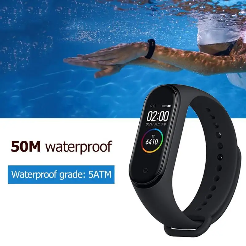 Новинка, Xiaomi mi браслет, 4, 50 м, водонепроницаемый смарт-браслет, mi Band 4, пульсометр, фитнес, музыкальный цветной экран, Bluetooth 5,0, браслет