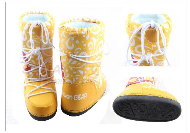 ASILETO ботинки до середины икры Для женщин сапоги девушки мультфильм печать зимние сапоги женская теплая обувь нескользящие носки зимние сапоги S615