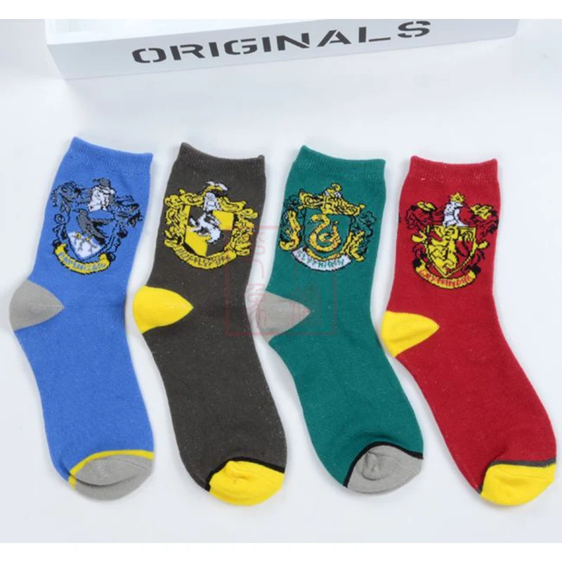 Гриффиндор Слизерин Hufflepuff Ravenclaw, чулки для взрослых зимние теплые короткие носки с аниме для женщин, девочек, милый Эластичный подарок