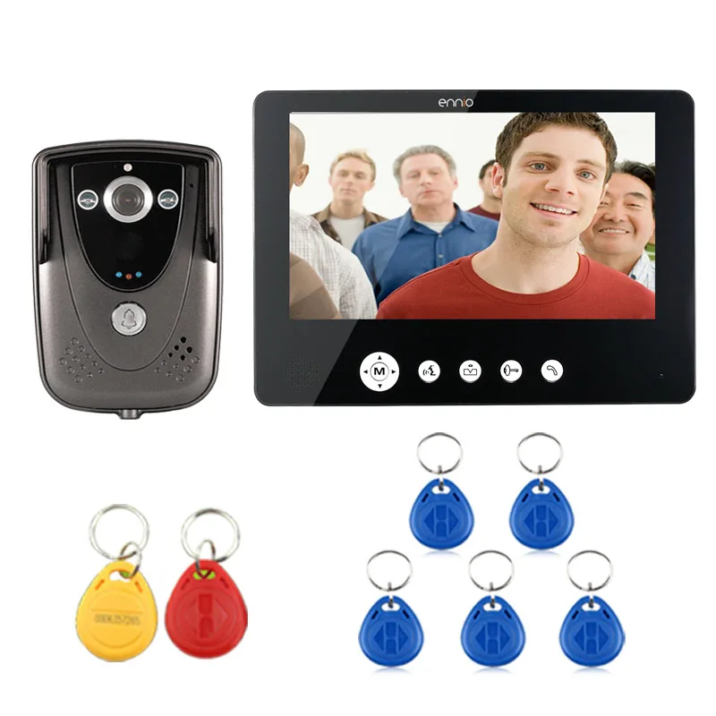 

Free Shipping Electric Lock 7 inch LCD Display Video Door Phone Visual Intercom Doorbell RFID IR Night Vision 1 Camera 1 Monitor