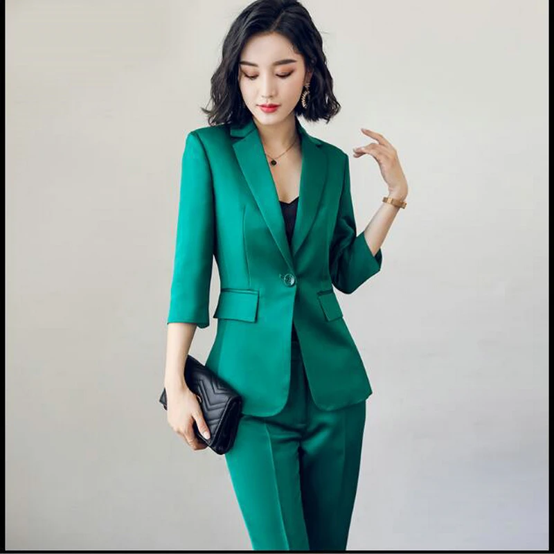 Trajes de informales para mujer, Ropa de Trabajo formales, ajustados, Diseños de uniformes de oficina, trajes elegantes| Trajes de pantalón| - AliExpress