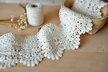 

Cotton Lace Trim, vintage, crocheted, scalloped , antique lace, white lace trim 10yards