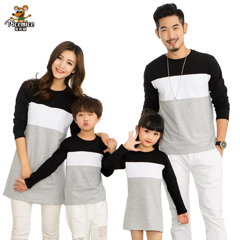 

Family Look Mother Daughter Dress 2019 Family Clothing Father Son T-Shirt Cotton Patchwork Striped Family Matching Outfits