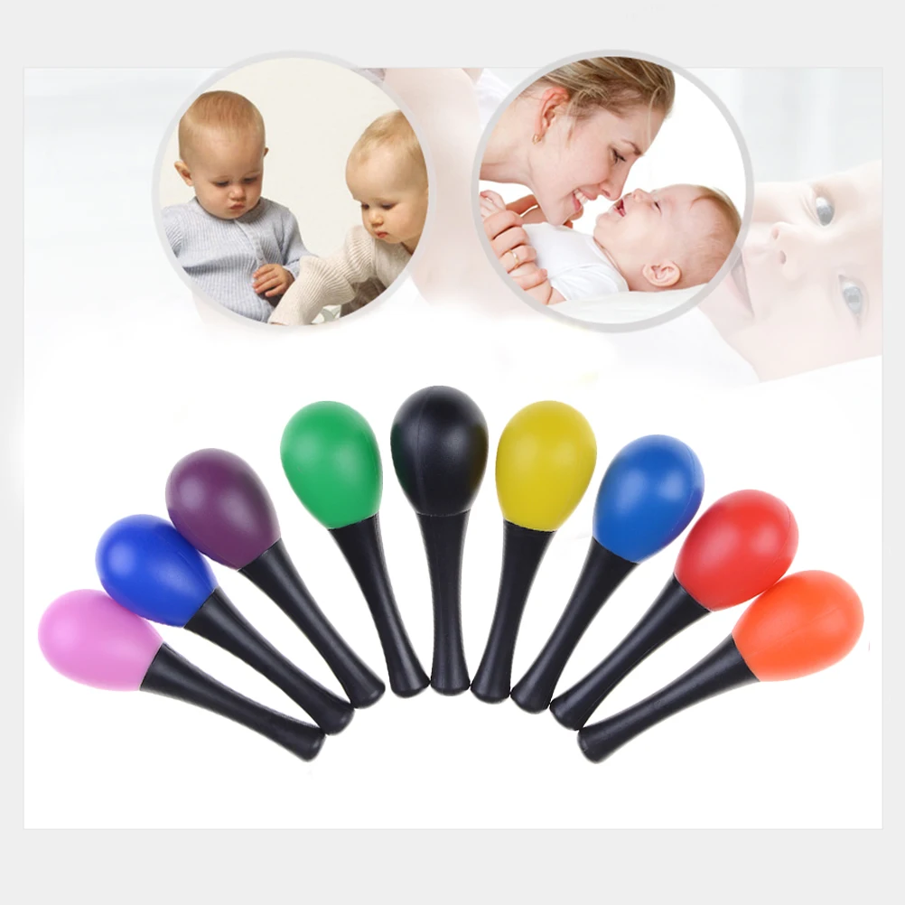 Colorful 9Pcs Plastic Sand Hammer Maracas Egg Shaker Kids Percussion
