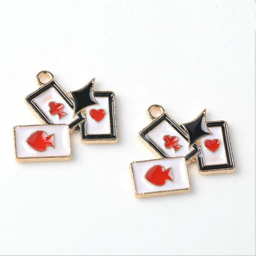 

10pcs New drop oil alloy accessories playing cards drop oil pendant earrings diy jewelry