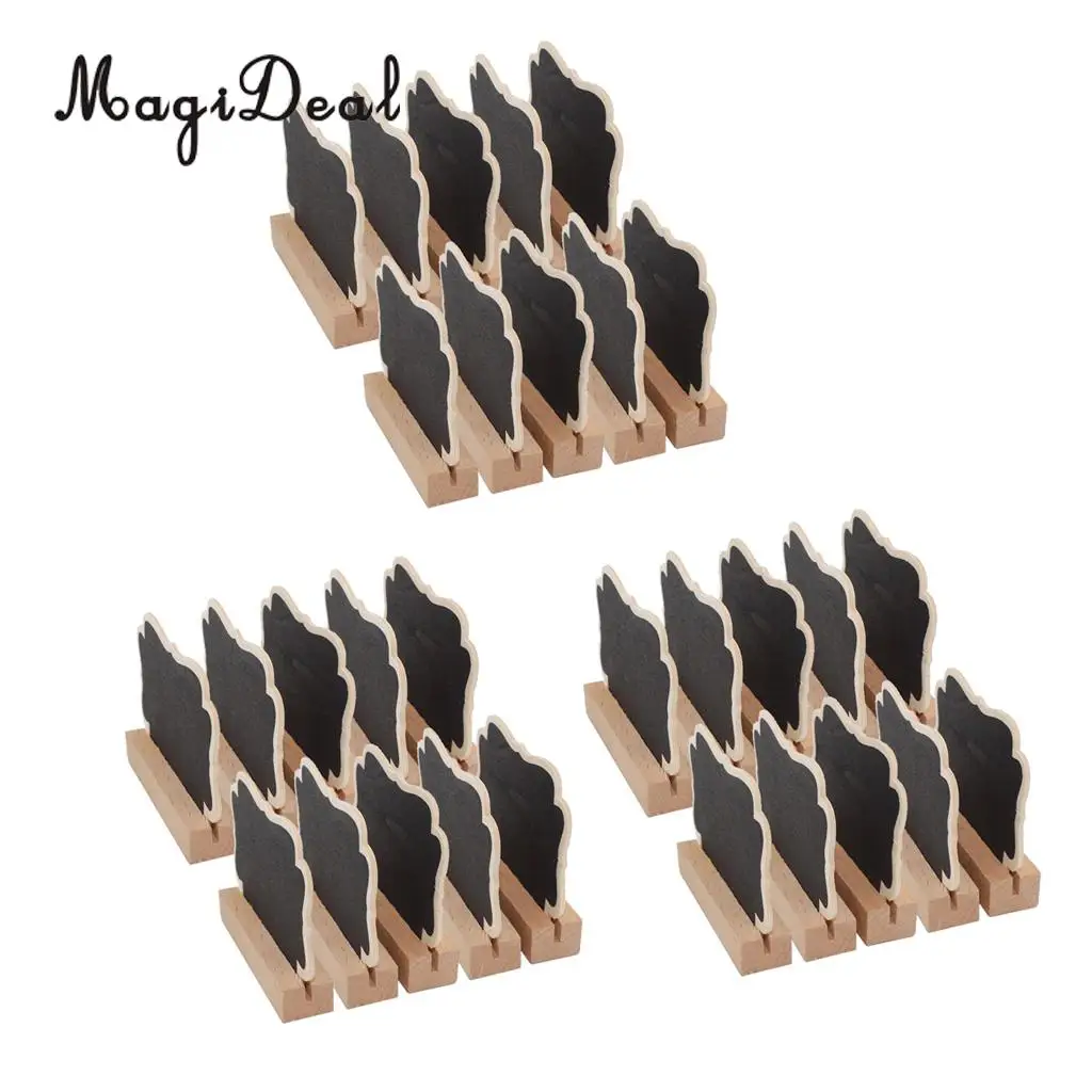30PCS Mini Wooden Blackboard Memo Message Board Sign For Wedding Kitchen Store Shop Buffet