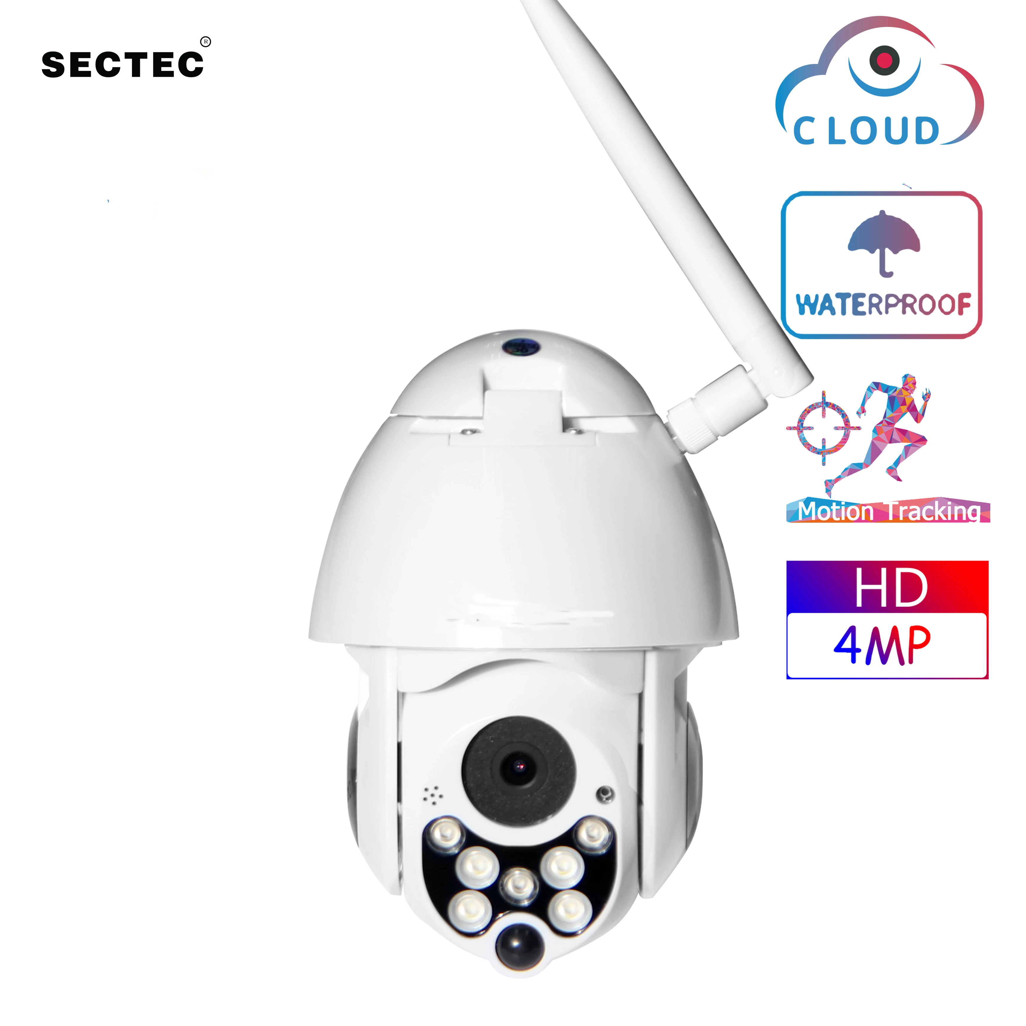 

Sectec 4MP PTZ WIFI Camera Outdoor Auto Tracking Speed Dome WiFi Wireless CCTV Camera IP Camera Security Surveillance Waterpref