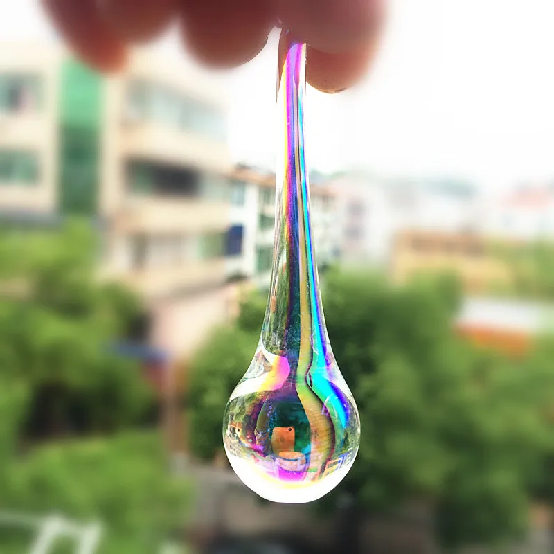 20 шт 20x80 мм кристально стеклянная прозрачная AB Люстра части в виде капли дождя, стеклянная призма подвесная люстра Подвески украшение дома+ бесплатное кольцо