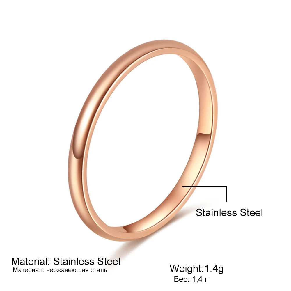 2 мм гладкое простое кольцо, высококачественное титановое стальное кольцо, гипоаллергенное кольцо, пара свадебных колец, женские мужские модные ювелирные изделия