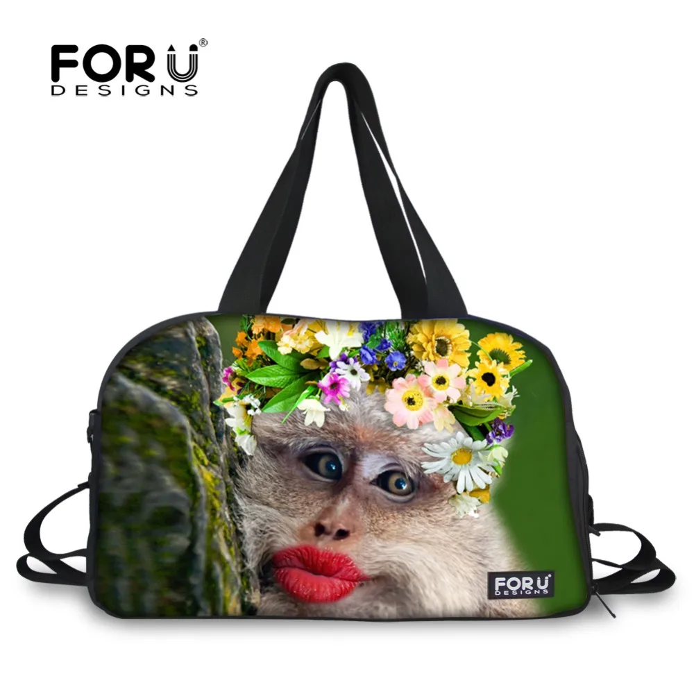 Brand Design Zoo Animal Monkey Printing Luggage Travel Bags Large Capacity Women Top handle Bags